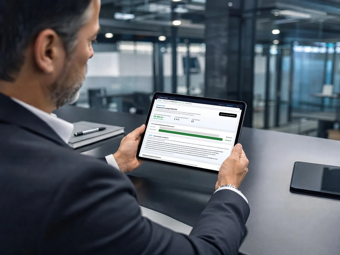 Executivo analisando resequenciamento no tablet